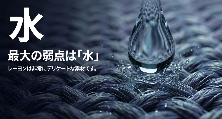 レーヨン最大の弱点は水であり非常にデリケートな素材である