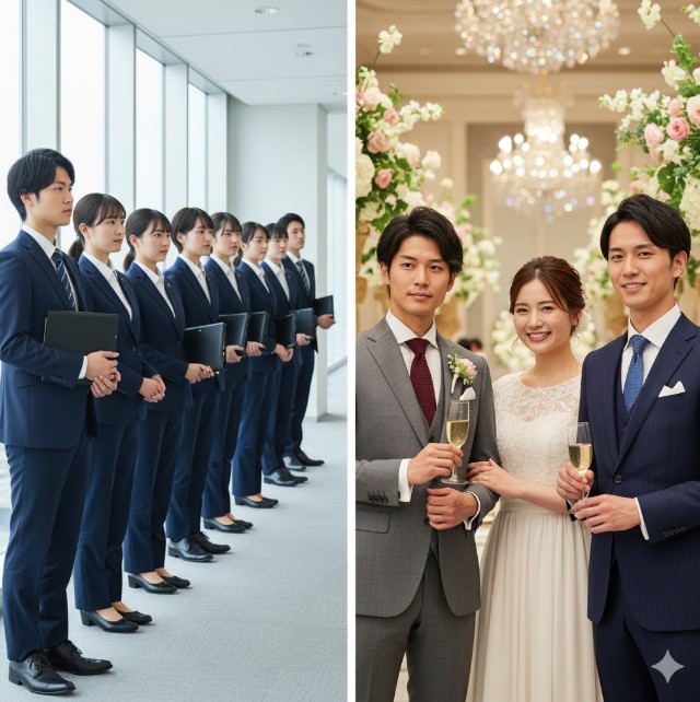 就活やフォーマルシーンでのスーツ柄