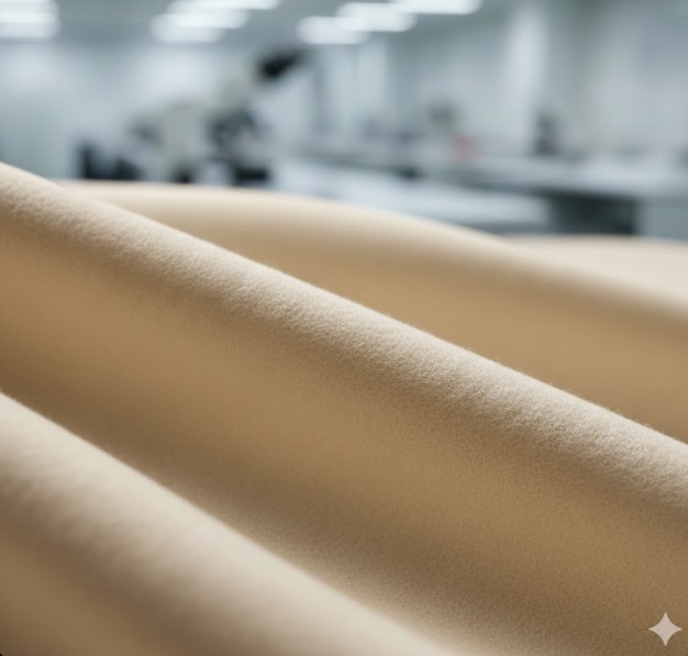 最高級カシミヤ(Grade A)のとろけるような滑らかな肌触りを示すクローズアップ。繊維の等級による品質の違い。