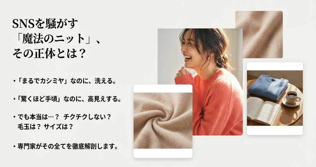 GapのカシミヤタッチがSNSで「魔法のニット」と話題の理由と、購入前のよくある疑問点のまとめ