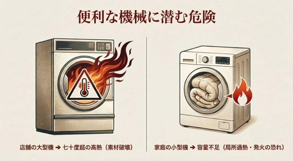 家庭用乾燥機の容量不足による局所過熱と発火事故