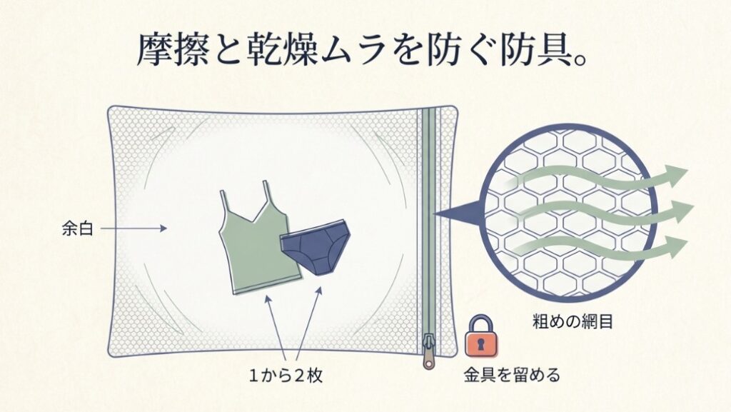 洗濯ネットの活用で摩擦を抑え乾燥ムラを防ぐコツ