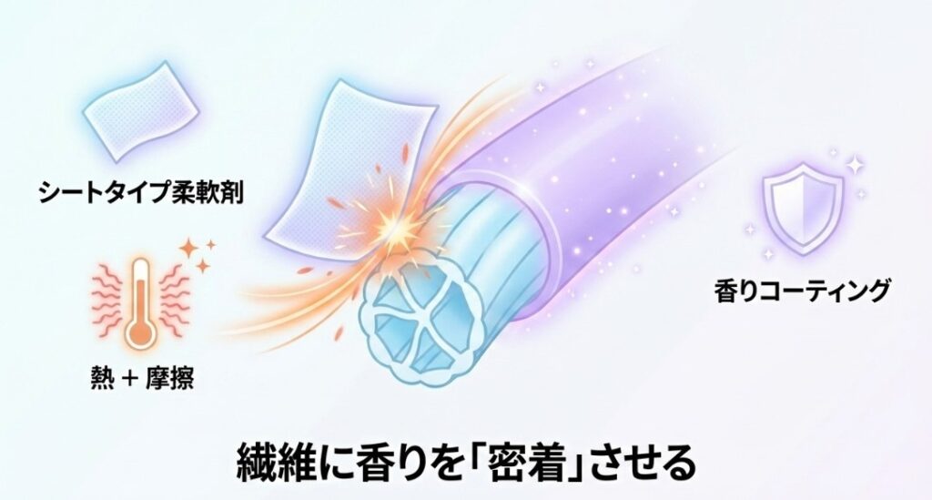 シート型柔軟剤が香りを残す仕組み
