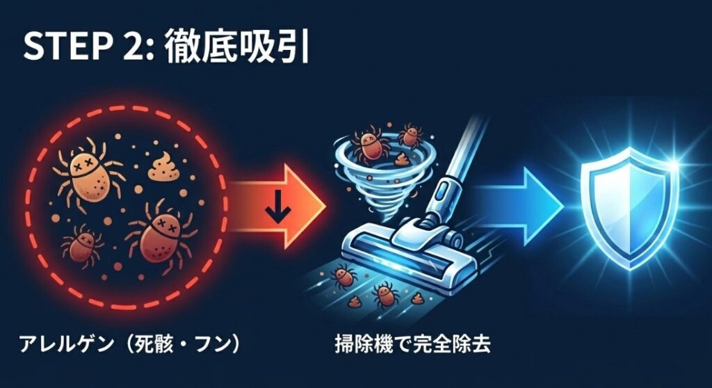 掃除機でアレルゲンを除去